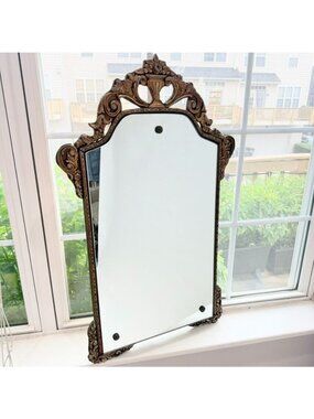 Vintage Victorian/ Rococo Ornate Gold Wall Mirror Decorative Accent